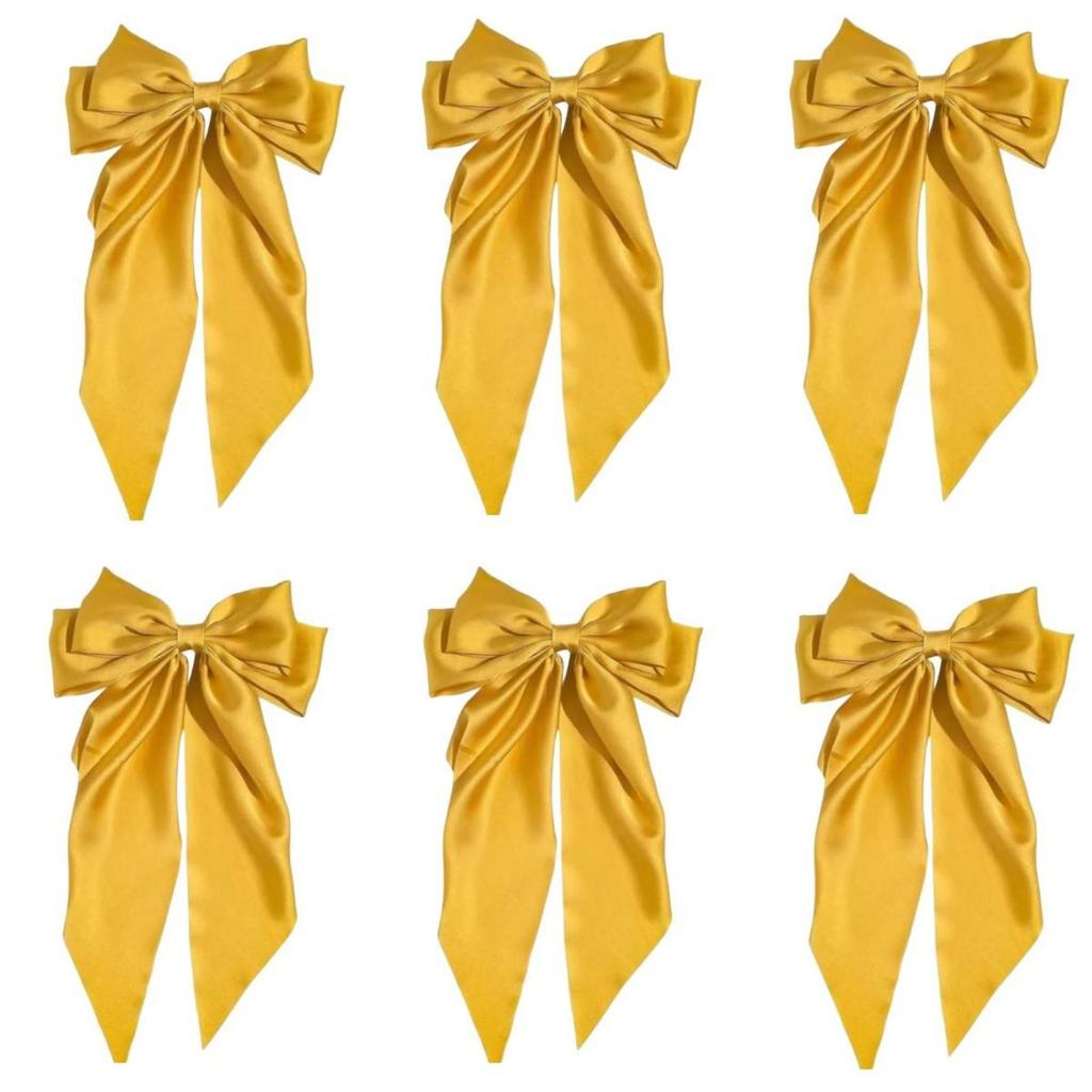 6 spring clip streamers bow hair clips for women