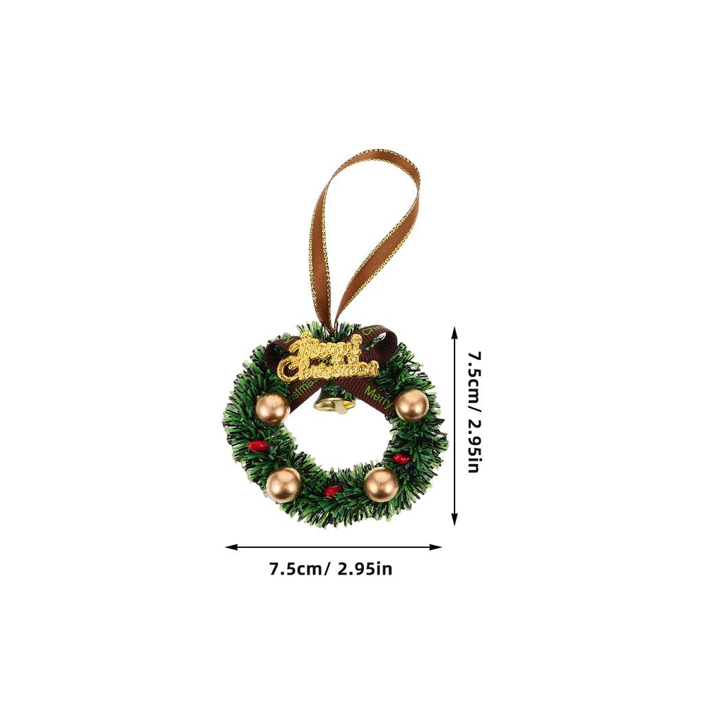 10pcs Mini Christmas Wreath Miniature Christmas Wreaths 2.95 Inch Holiday Garland Xmas Decoration Tiny Wreaths With Lanyards