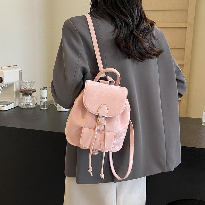 Fashion bag women's new simple retro college style backpack casual texture portable small backpack