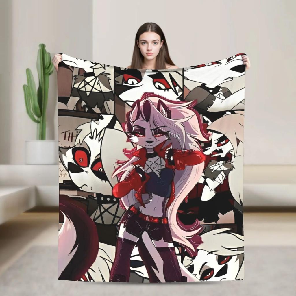 Loona Anime Fleece Throw Blanket Soft Rug for Travel Bed Helluva Boss Plush Warm Cozy Wrap