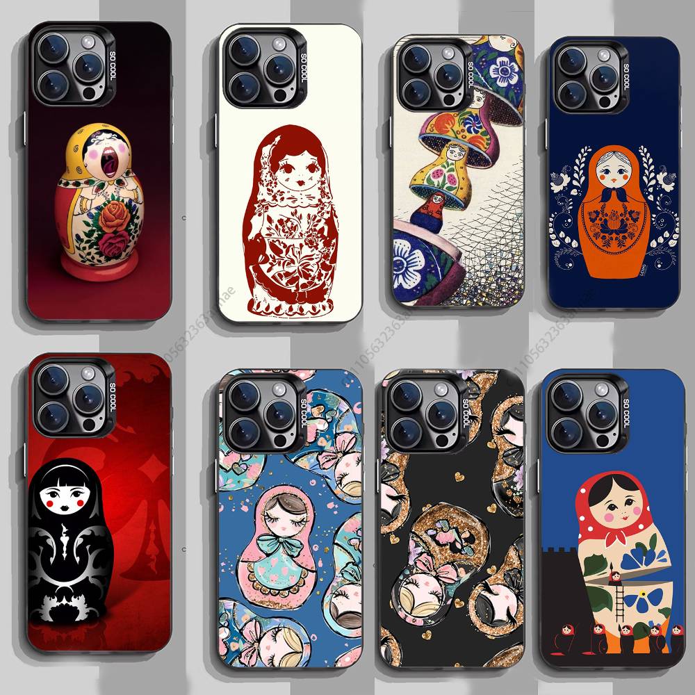 Cute Cool Russian Art Matryoshka Phone Case For iPhone 17,16,15,14,13,12,11,Pro,Max,Plus,Mini,X,XS,XR,8,S,SE Soft Black Case