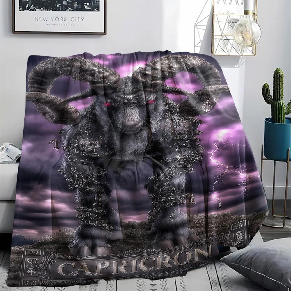 1PC Satan Symbol Print Flannel Blanket, High quality All Seasons, Home Decor, Warmth and Comfort, Perfect for Christmas Gifts