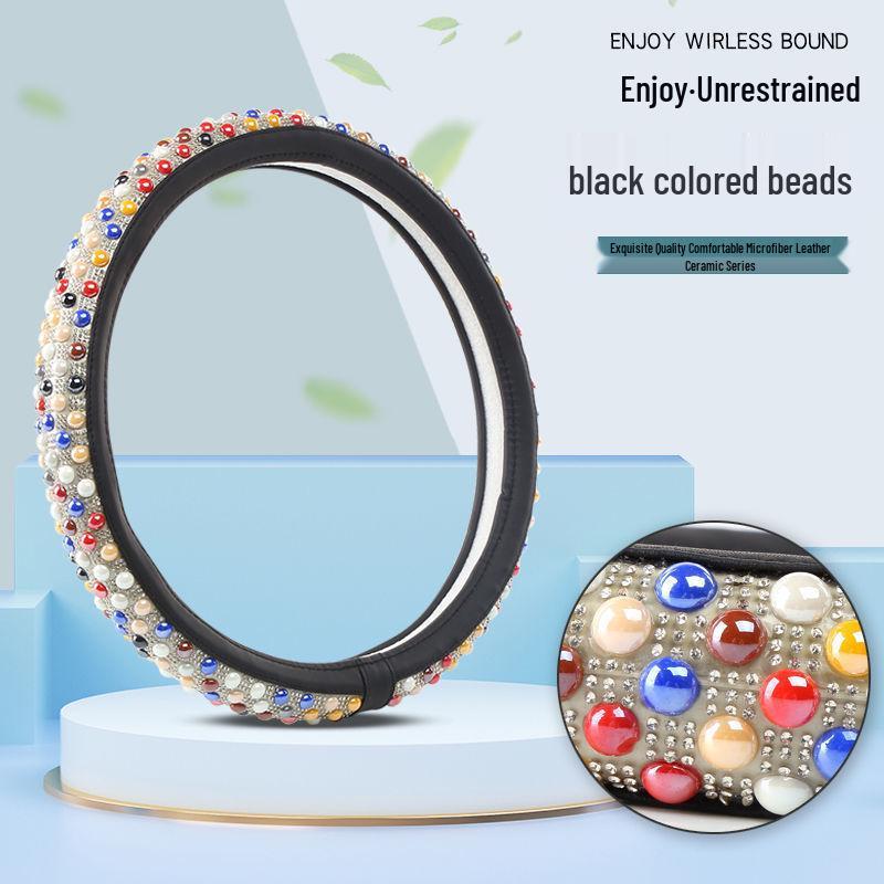 Women's Ceramic Ice Bead Diamond Steering Wheel Cover - Non-slip, Universal, Four Seasons