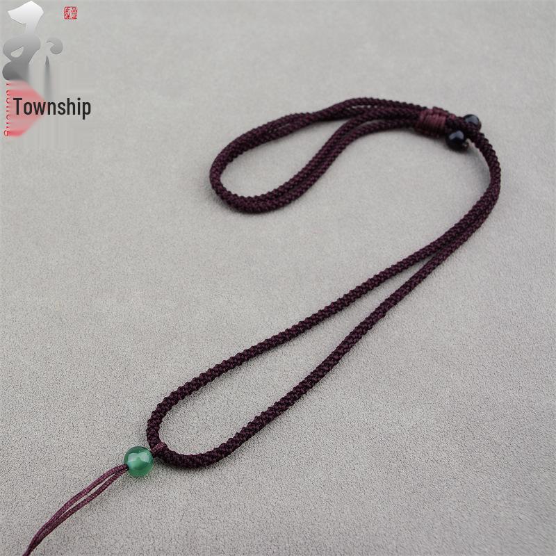 Handmade Adjustable Jade Pendant Necklace with Thick Woven Cord for Men and Women