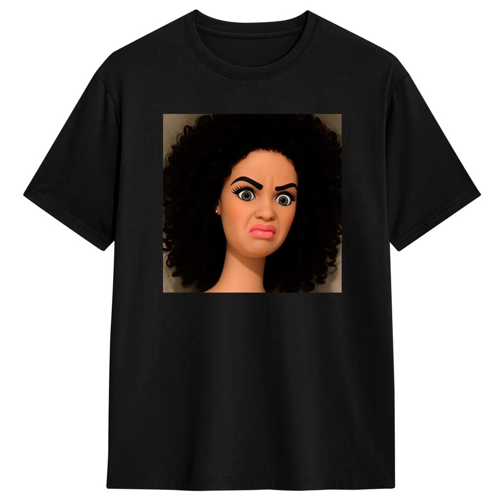 Summer Y2k Funny Hipster Tshirt Distressed Doll Face Meme Cotton T Shirt Lightweight Breathable Comfortable Clothes For Adult