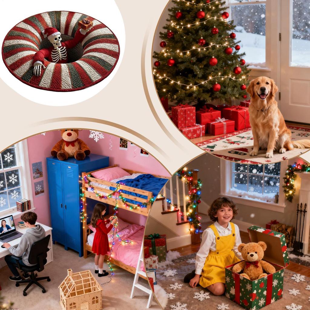 3D Rug 3D Illusion Mat Christmas Decorations Round Quilted Holiday Bathroom Carpet For Kitchen Entryway Entrance Indoor Bathroom