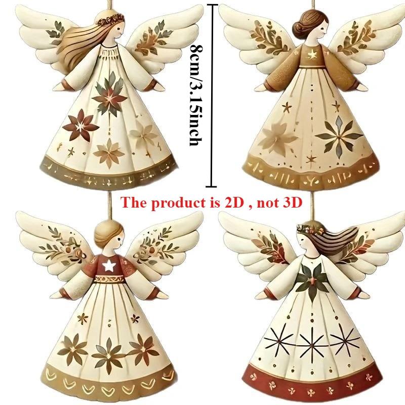 32pcs Handmade Vintage Wooden Angel Christmas Ornaments- Multi-Color Festive Decor For Tree,Home Offic Home Decor