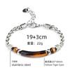 Stainless Steel Braelet Men Adjustable Chain Link Braclet Homme 10mm Natural Sodalite Onyx Tiger Eyes Braslet Pulsera Gift