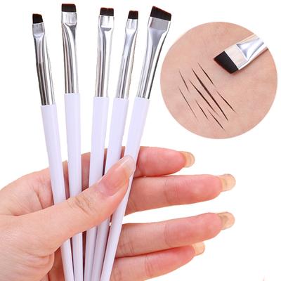 Pinceles de maquillaje finos y angulares, pinceles de cuchilla para cejas, pinceles planos y finos para delinear ojos, herramienta profesional para maquillaje facial y de belleza.