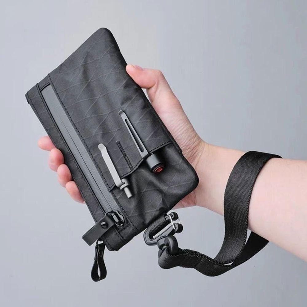 Weatherproof Men's Functional Wallet External Slots RFID Blocking Credit Card Holder with Wristband Zipper Clutch