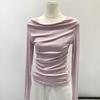 Langman Koreanisches Design Schmal geschnittenes One-Shoulder Lagen-Langarm-T-Shirt für Damen - Herbst/Winter