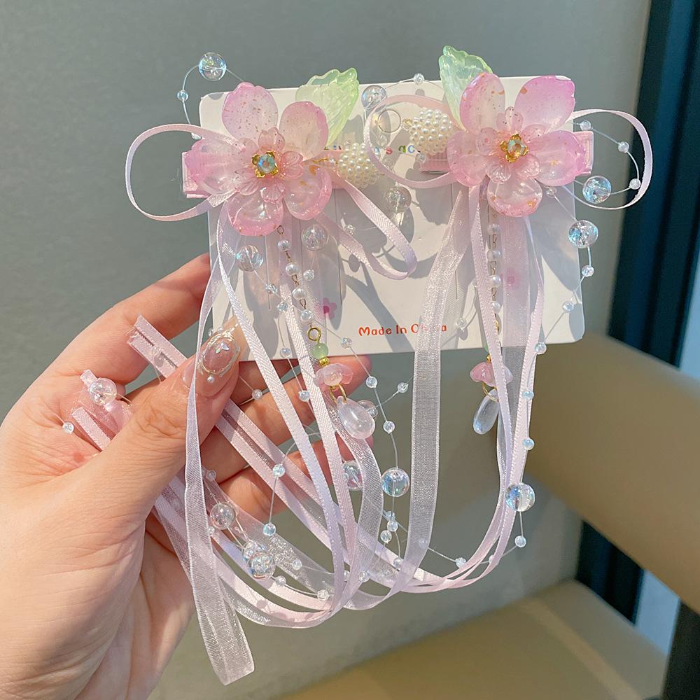 Juego de Horquillas Estilo Chino Hanfu para Niñas - Incluye Pinzas para el Cabello, Borlas Colgantes y Accesorios de Mariposa