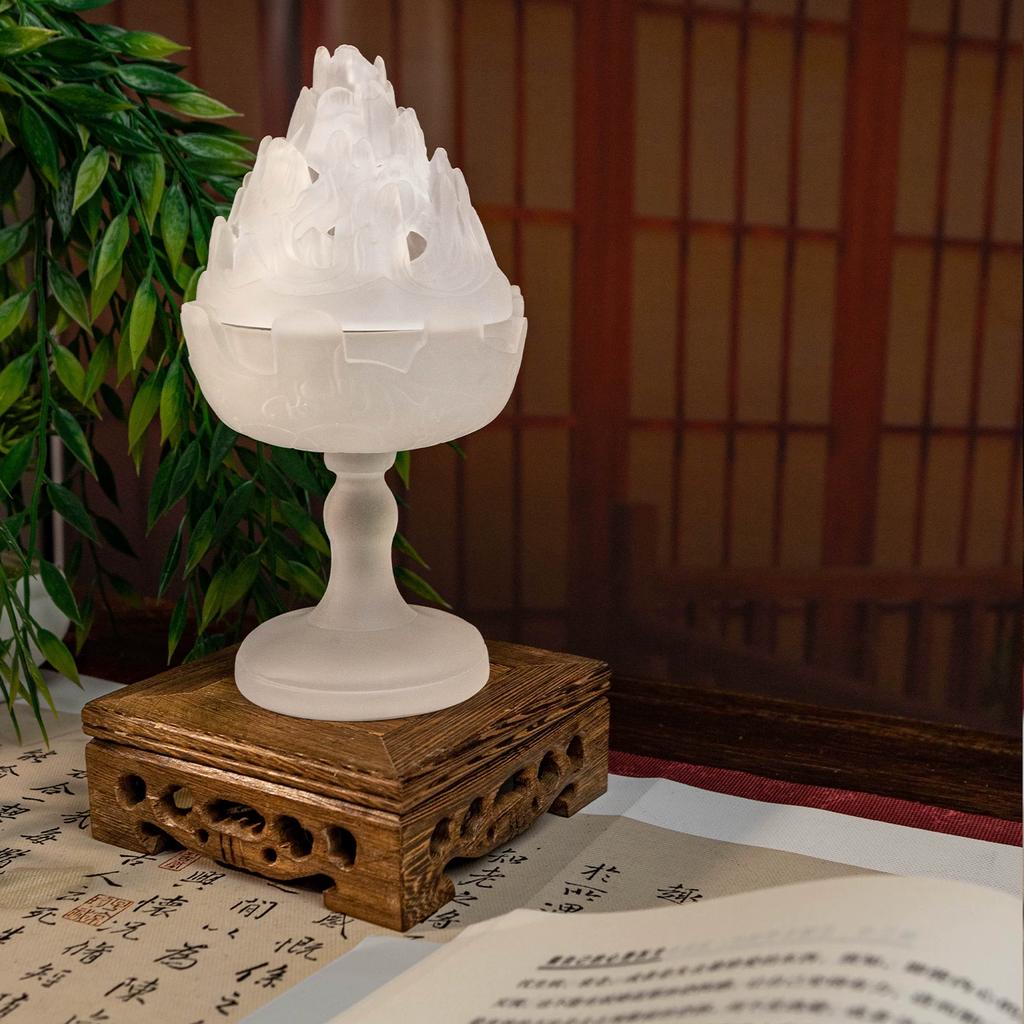 White Colored Glass Boshan Incense Burner,Chinese Zen Style Ornament,Incense Seal Making Furnace Incense Tea Ceremony,Coil Incense Aromatherapy Burner