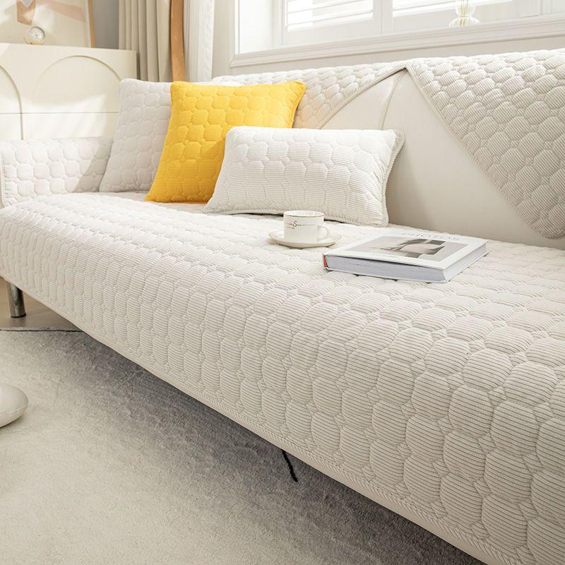 Solid Color Black Universal Non-slip Sectional Sofa Cover Super Soft Corduroy Plush Quilted Sofa Towel L Shape Corner Cover