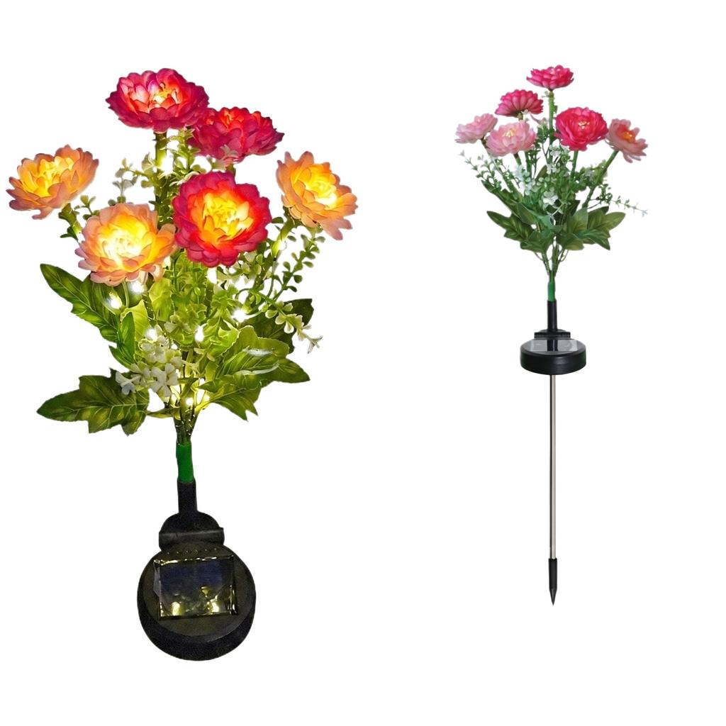 Solar Powered Lotus Flower Outdoor Stake Light Artificial Flower Garden Decoration Waterproof LED Pathway Lighting for Yard Lawn Patio Landscape