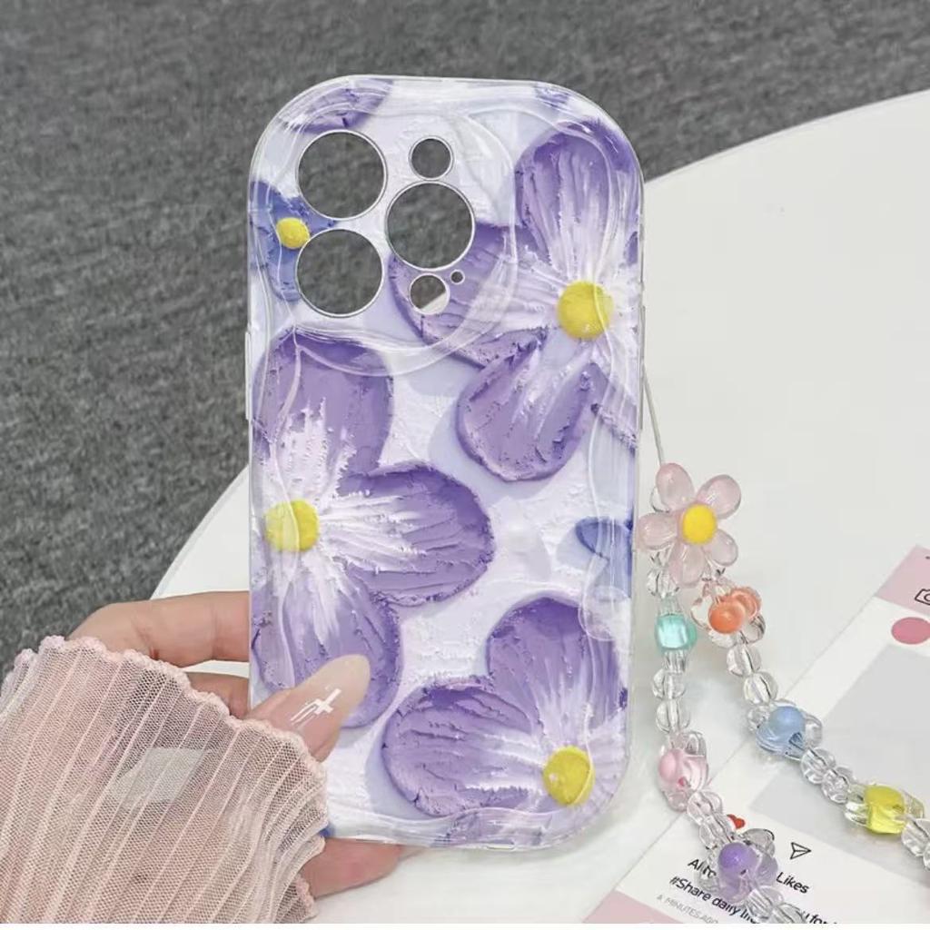 Purple Flower for Iphone17promax Phone Case Apple 16/14pro13/12/15/11 Bracelet X