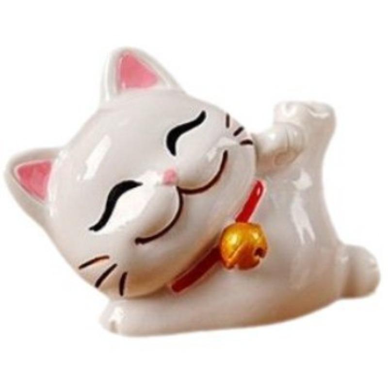 Fortune Cat Resin Figurine - Lovely Office Desk Decoration, Stress-relieving Gift for The Workplace, Home Toy Figurine
