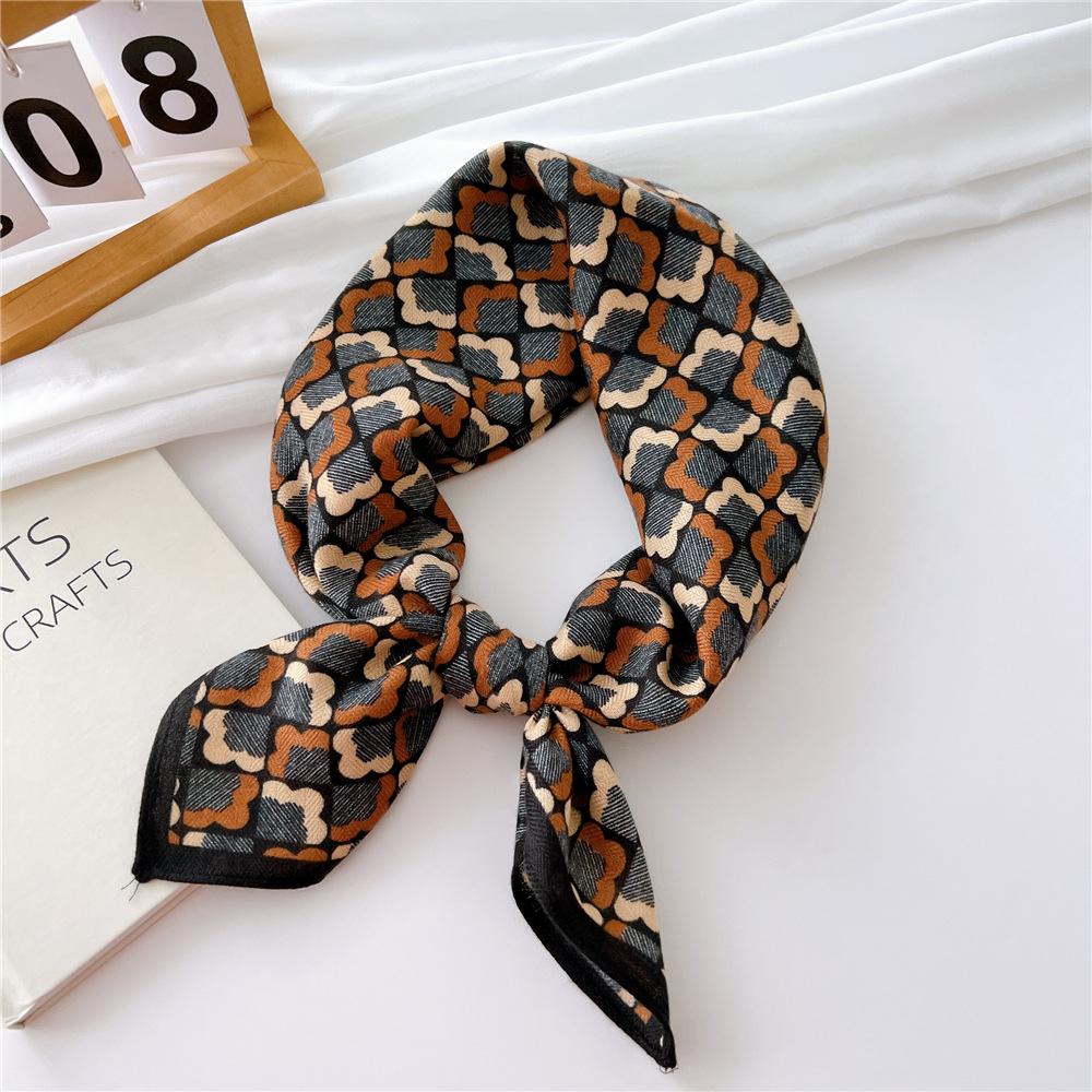 Eșarfă pătrată mică din bumbac și in Eșarfă din mătase Primăvară și toamnă pentru femei Stil nou artistic și versatilă la modă Esarfă cu bentiță cu temperament