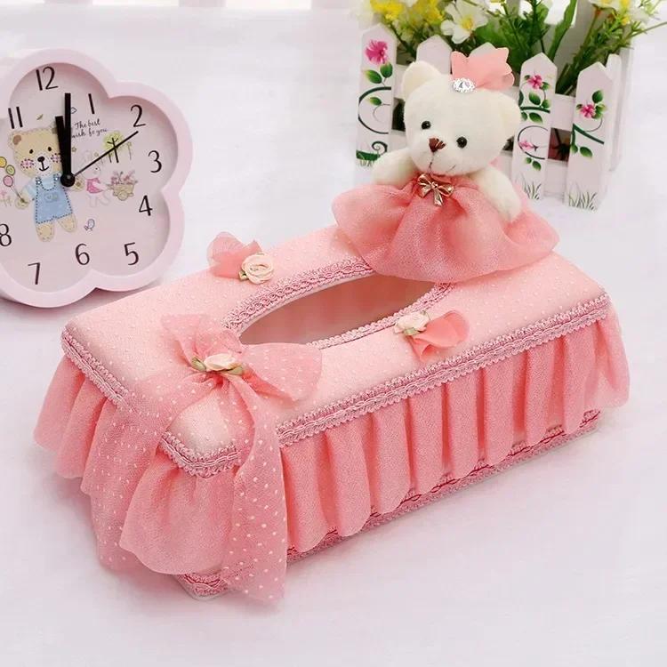 Rectangle Cloth Plastic Tissue Box Home Living Room Dining Table Decorate Lace European Style Originality Tissue Storage Boxes