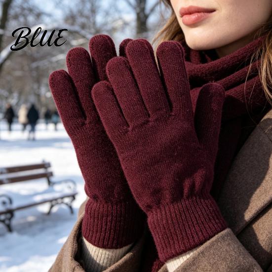 Heat Locking Winter Knitted Gloves Thermal for Men Women Thickened Velvet Lined Mittens Knit Five Finger Practical Gift Family And Friends