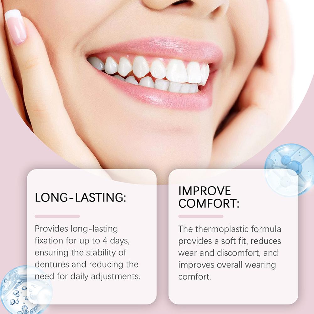 28g Seamless Fit Thermoplastic Denture Adhesive Comfortable Oral Health Care Long Lasting Reusable Denture Care