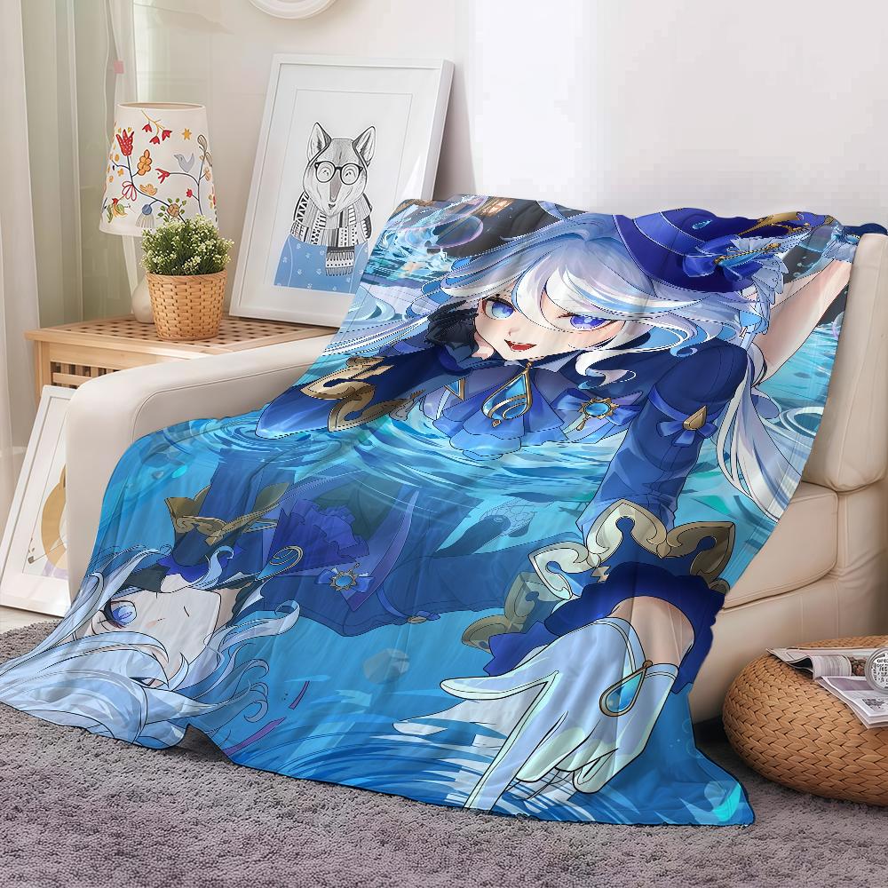 Game Genshin Impact Furina Blanket Warm And Soft Suitable For Bedroom Living Room Sofa Bed Office Travel Camping