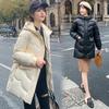Glossy leave-in down cotton-padded jacket women's medium and long loose winter jacket cotton-padded jacket new trendy