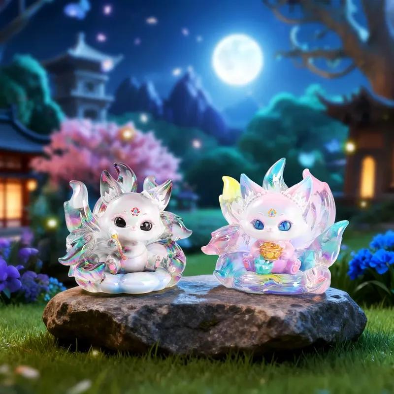 Nouă Vulpi cu Nouă Cozi Seria Antichității Poesie și Pictură Cutie Oarbă Jucărie Rafinată Ornamente pentru Birou Cutie Misterioasă Cadou Surpriză