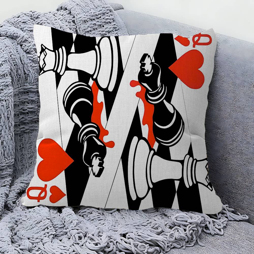 Poker Pattern Game Maple Design Cushion Cover Happy Autumn Harvest decor Holiday Decorati Pillow Cover