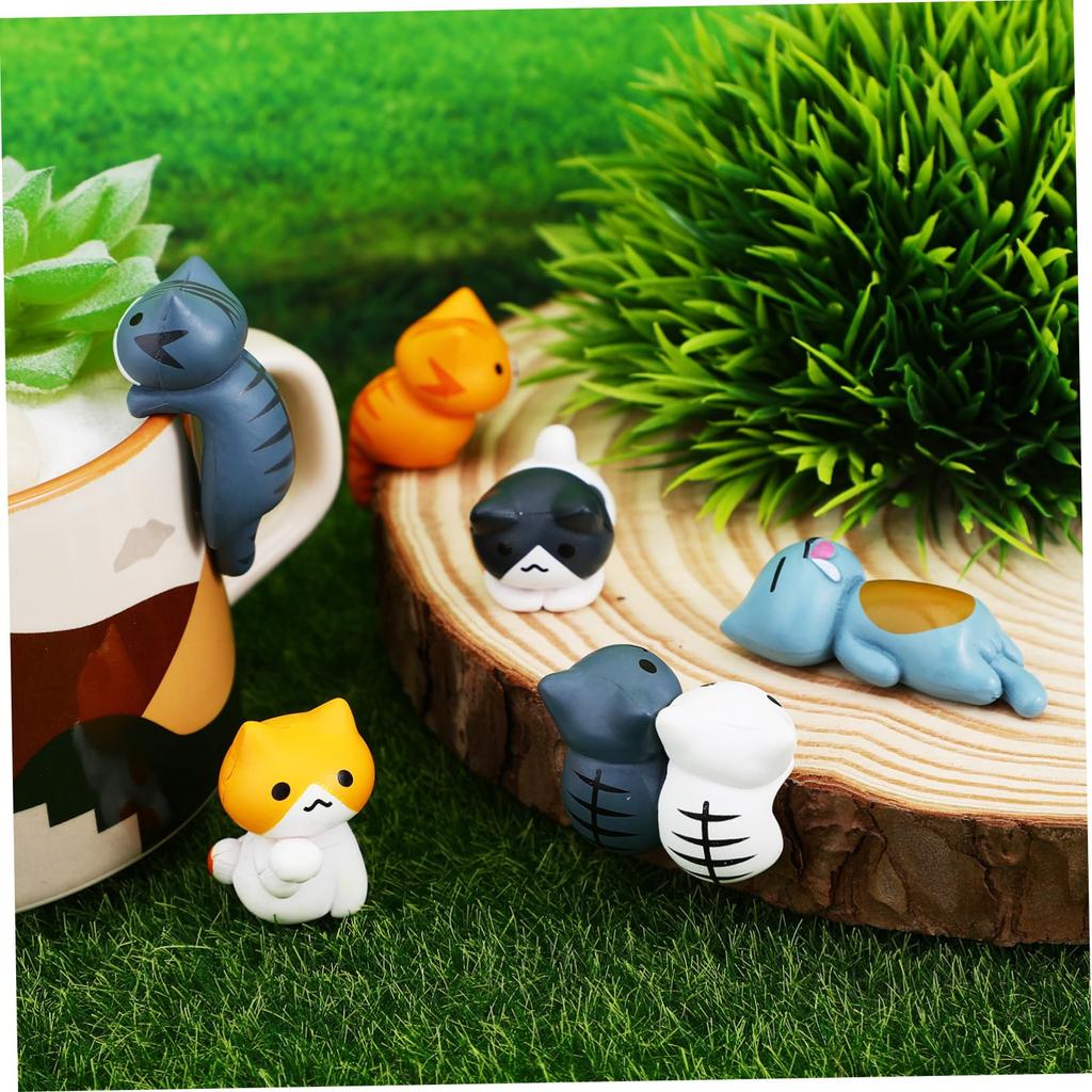 MOLUCKFU 6pcs Micro Bonsai Cat Figurine for Kids Mini Cat Decoration Micro Landscape Decoration