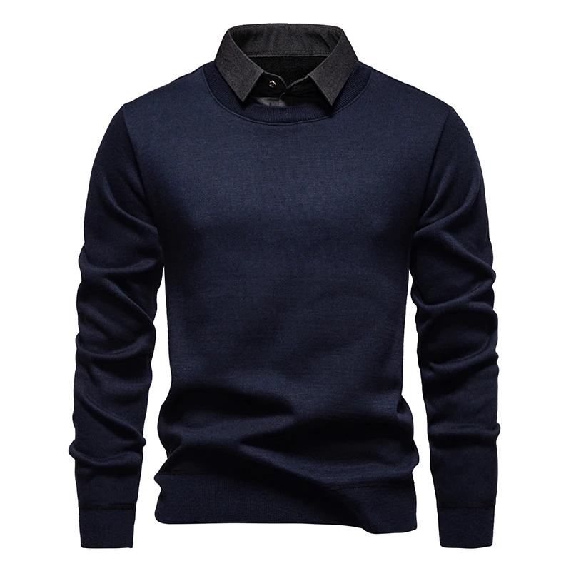 Autumn Winter Men Vintage Fleece Sweaters Men Polo Collar Pullover Men Casual Thick Sweater Men Knitwear Korean Bottomed Shirt