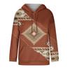 Damen Casual Geometrischer Pferdeprint Langarm Zugband Pullover Oberteile, Ethnisches Kapuzensweatshirt