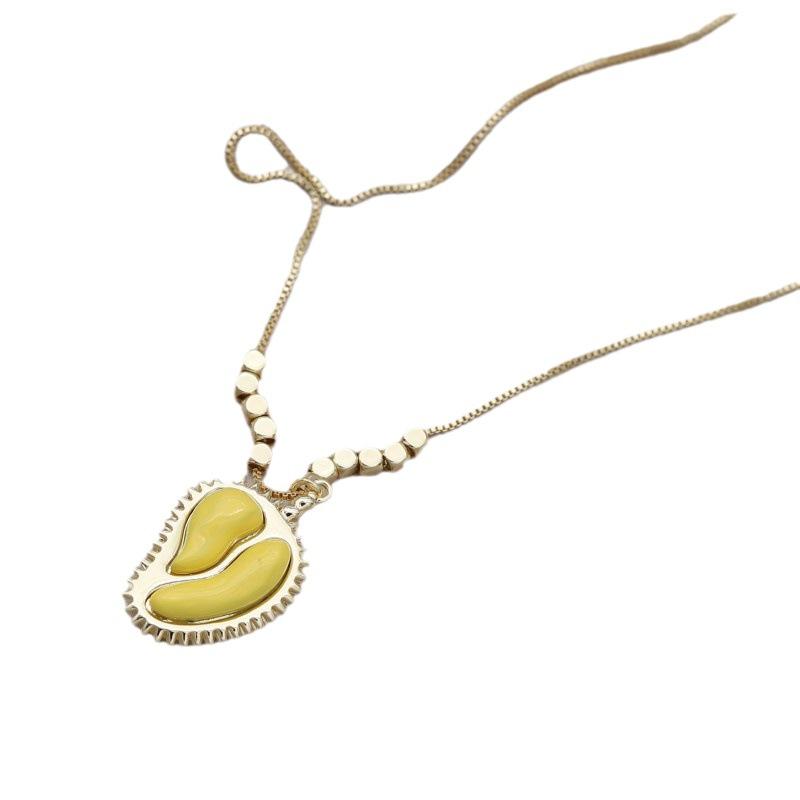 Real Gold Electroplated Durian Pendant Necklace Female Niche Design Light Luxury Accessories Collarbone Chain