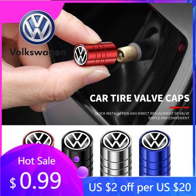 2026 Hot For Volkswagen VW 4Pcs/set Car Styling Metal Wheel Tires Bolt-in Valve Caps Badge For Volkswagen VW Touran Beetle Golf
