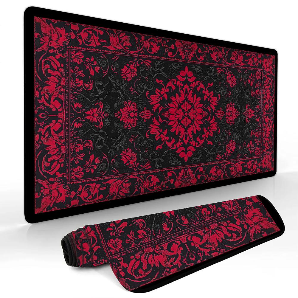 Red Aesthetic Persian Pattern Mouse Pad Desk Mat NonSlip Table Mats Office Mat Carpet Gaming Mats Tapis Souris Decorative Mat