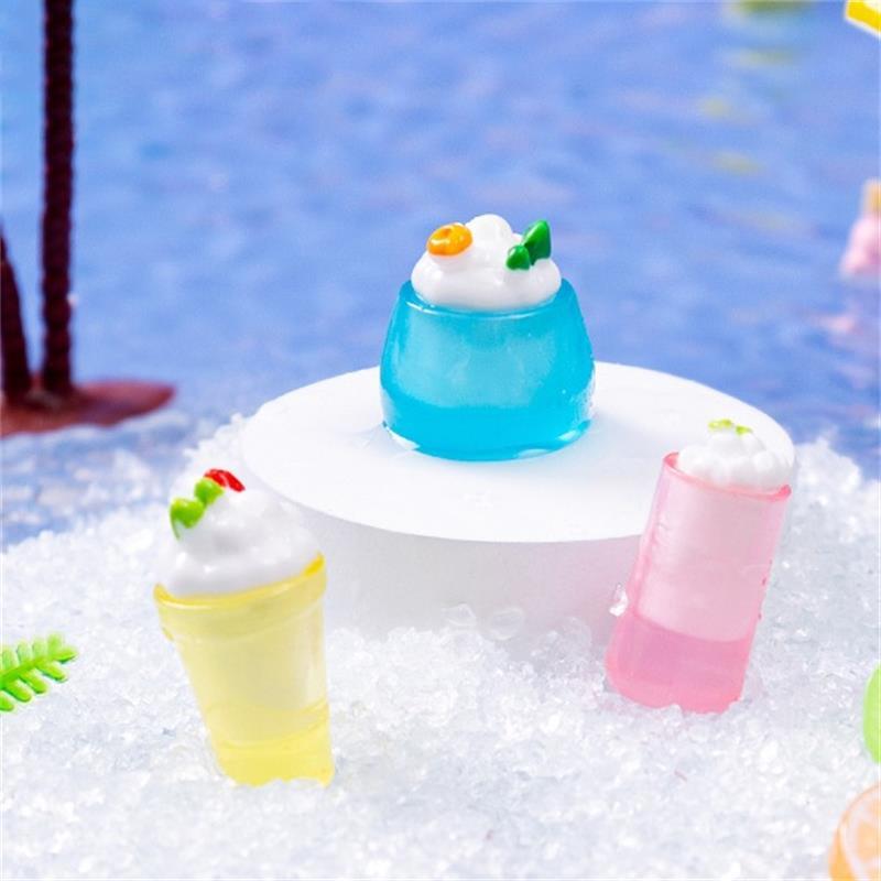 5 szt. Uroczy Kubek na Zimny Napój z Lodem Lśniące Ozdoby Mikrokrajobrazu Domek dla Lalek Zabawki Dekoracja Domu Akcesoria Żywiczne DIY Prezenty dla Dzieci
