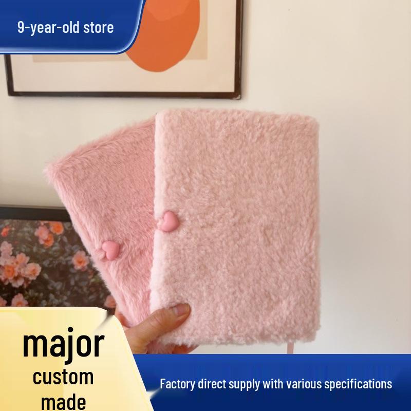 Cute Cartoon Plush Heart Notebook for Girls - Perfect Girly Gift