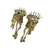 Xia Pa Rui Li Eye Earrings Exaggerated Blue Eye Earrings Women'S Retro Fringed Copper Plated Real Gold Color Retention Earrings
