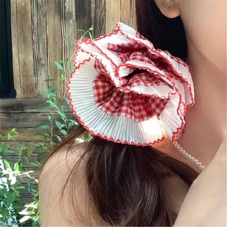 Lace Trim Hair Scrunchies for Women and Girl Aesthetic Hair Elastic Hair Tie Oversized Hair Circle for Everyday Wear