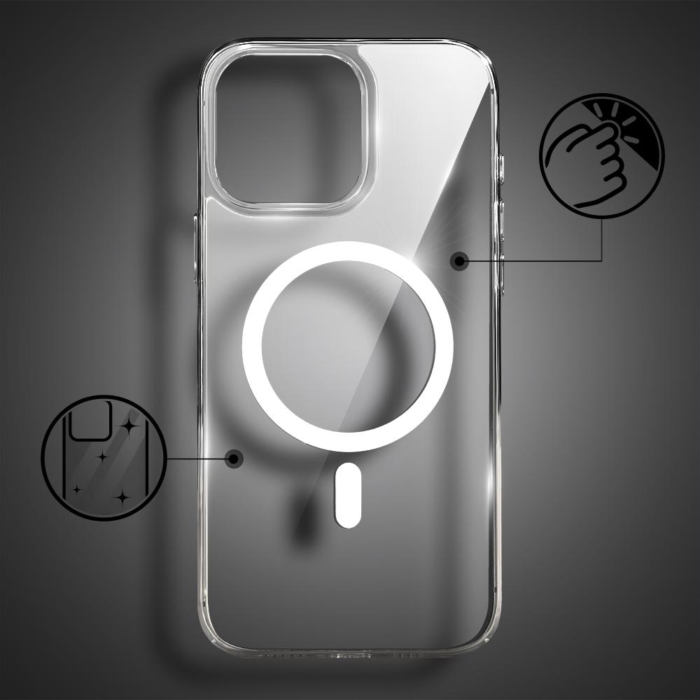 Etui Do Iphone 16 Pro Max Ibizu Crystal Clear Glass Z Magsafe, Szklany Tył 9H, Przeźroczyste
