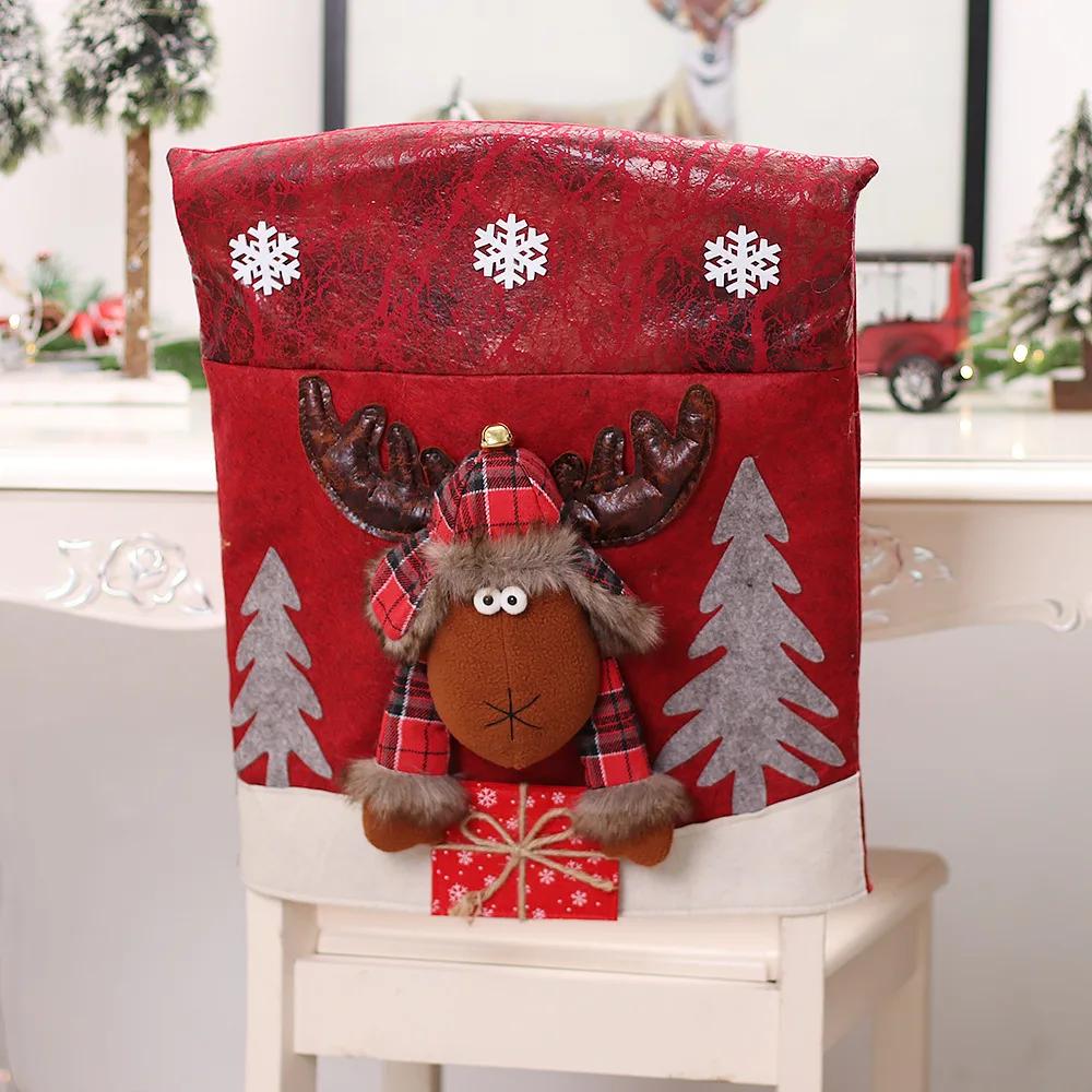 

Christmas Chair Cover Xmas Santa Clause Snowman Elk Decorations Dining Kitchen Chair Covers Nativity New Year Home Decor Props