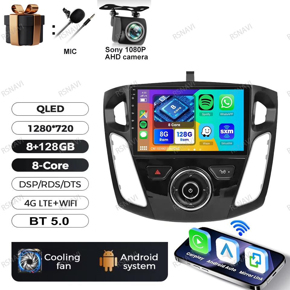 Car Radio Android 16 For Ford Focus 3 Mk 3 2011 2012 2013 2014 2015-2019 GPS 5G WIFI Wireless Carplay Auto Viedo Player 4G LTE