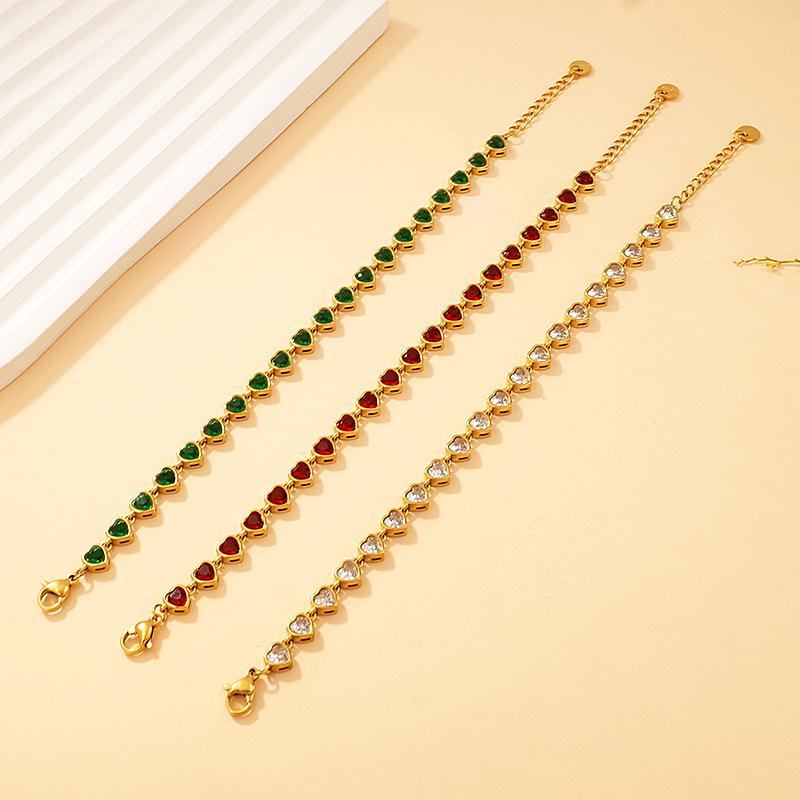 Zircon Love Stainless Steel Simple Popular Bracelet Light Luxury Gold-Plated Jewelry