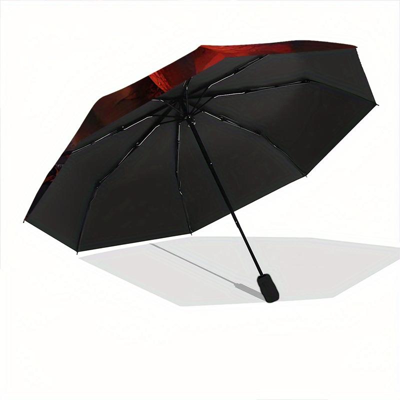 1pc Dragon Themed Design Fully Automatic Folding Portable Umbrella, 8 Iron Frames, Three-Fold Design, Suitable for All Seasons, Suitable for Outd