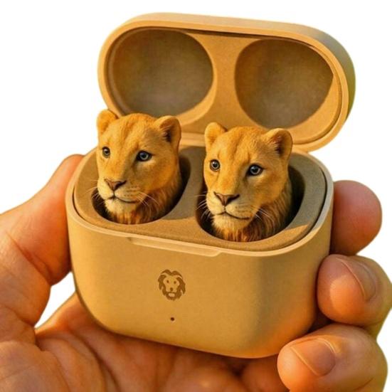 Fones de Ouvido Bluetooth Compatíveis com Formato de Animal Fofo Sapo Águia Zebra Lobo Leão Animal Fones de Ouvido Sem Fio com Estojo de Carregamento para Adolescentes Adultos