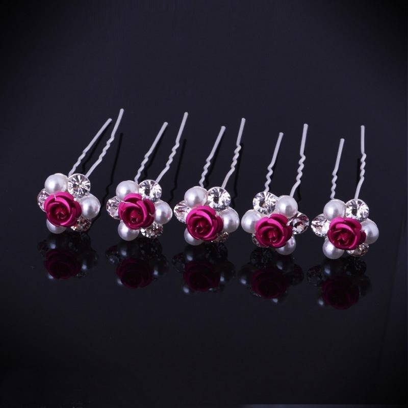 10 sztuk kryształ perłowy kwiat ślubny dla nowożeńców spinki do włosów spinki do włosów Party Dance biżuteria akcesoria