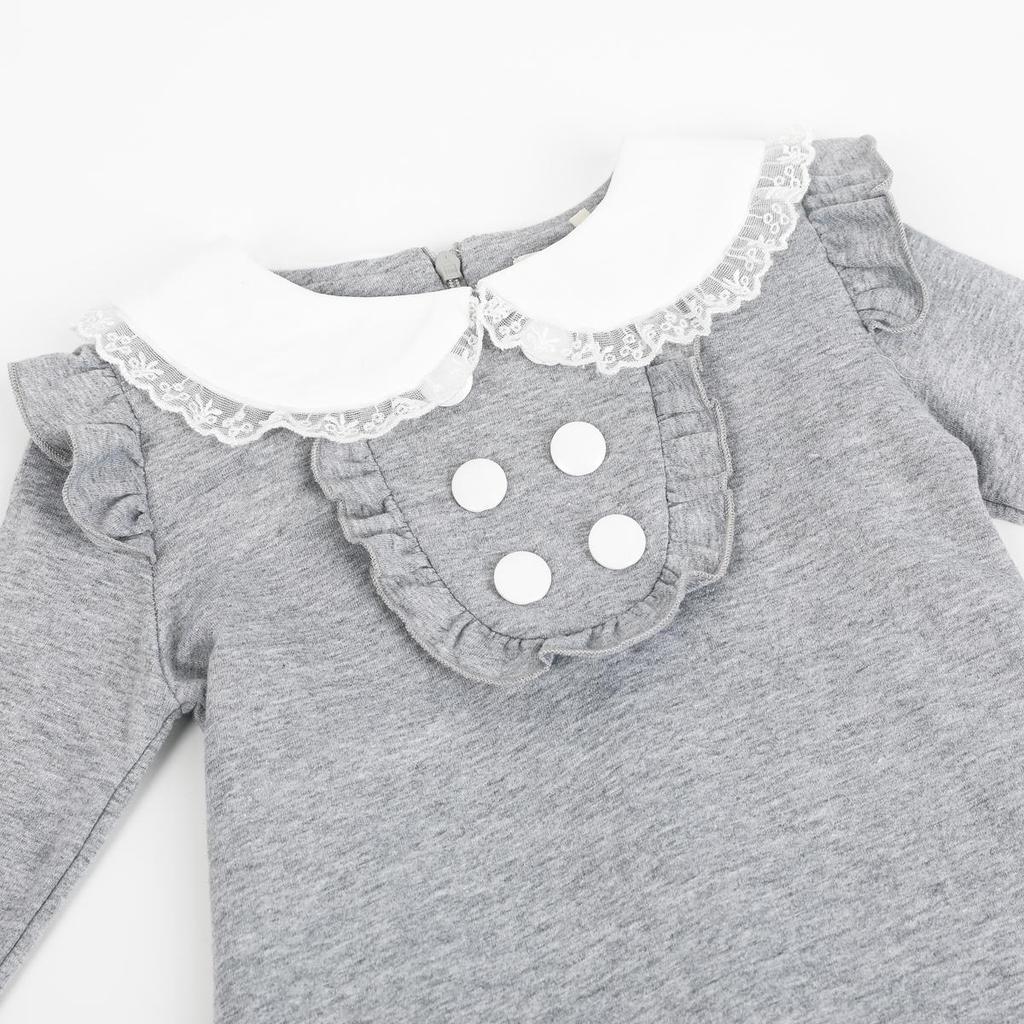 YUBAOBEI Spring Cotton Girl Korean Doll Collar Long Sleeved Casual Girls A-line Mini Dress Kids Clothing