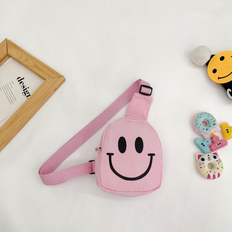 Children's bag smiley face messenger bag new nylon trend boy breast bag kindergarten baby girl backpack