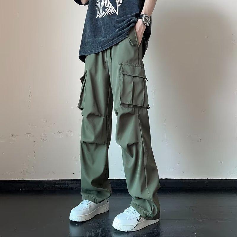 Overalls Men's Summer New High Street Ins Tide Brand Loose Straight Pants Teen Fashion Drawstring Casual Pants