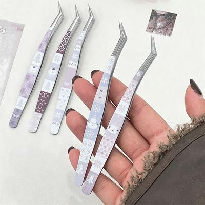 High Precision Curved Stickers Tweezers Anti-static Eyelash Curler  Beauty Makeup Tools